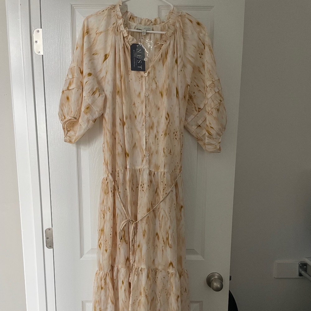 Pretty Ruffle Detail Botton Long Dress